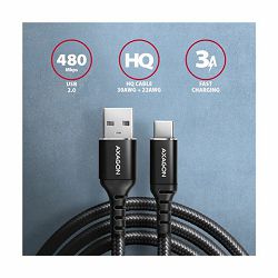 CC USB CM 2.0 <> USB AM, 1,0 m, Crna, HQ, BUCM-AM10AB, AXA BUCM-AM10AB