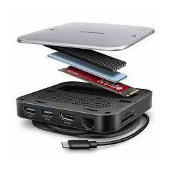 USB HUB 2xUSB 3.2 (USB-A), SATA/NVMe M.2, HDMI, SD/microSD, HMC-UFO HMC-UFO