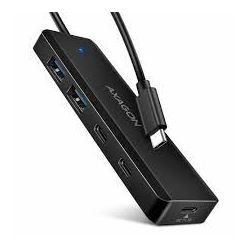 USB HUB 2x USB-A + 2x USB-C, kabel USB-C, USB-C power IN,AXA HUE-C2A HUE-C2C