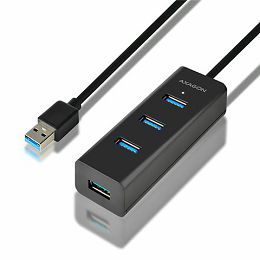 AXAGON HUE-S2BL 4x USB3.0 Charging Hub 1.2m Cable, MicroUSB Charging HUE-S2BL