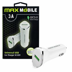Auto punjač za mobitel MAXMOBILE SC-209 QC 3.0, bijeli 3858892939864