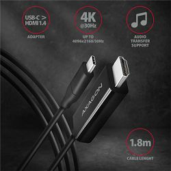 AXAGON USB-C -> HDMI 1.4 cable 1.8m 4K/30Hz RVC-HI14C