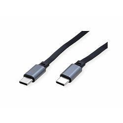 Roline USB 2.0 kabel, C-C, M/M, 60W, izvlačivi, crni, 1.2m