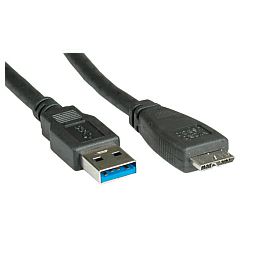 Roline USB3.0 kabel TIP A(M) - Micro B(M), 0.8m, crni