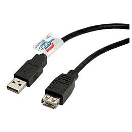 Roline USB2.0 kabel TIP A-A M/F 1.8m, crni (produžni)