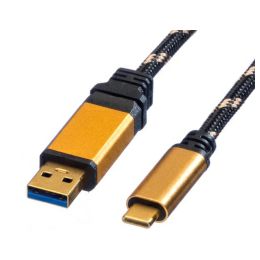 Roline GOLD USB3.1 Gen2 kabel TIP A-C M/M, 1.0m, crno/zlatni