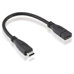 Roline USB-C kabel (M/F), 20V/5A, 0.15m, crni