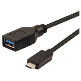 Roline USB3.2 Gen 1 kabel TIP A-C F/M, 0.15m, crni