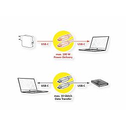 Roline USB-C na USB-C Gen2 kabel (M/M), PD, 20V/5A, crni, 5m, crni