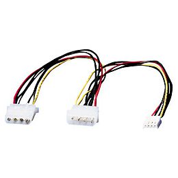 Roline interni Y-naponski kabel, 4-pin F HDD na 4-pin M HDD+4-pin M FDD, 0.3m