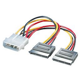 Roline interni Y-naponski kabel, 4-pin HDD - 2×SATA, 0.12m