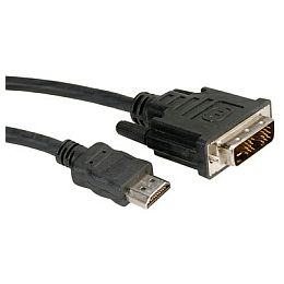 Roline DVI kabel, DVI-D (18+1) - HDMI, M/M, 2.0m, crni