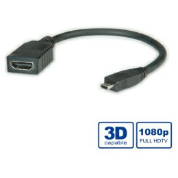 Roline VALUE HDMI High Speed kabel sa mrežom, TIP A (F) - TIP D (M), 0.15m