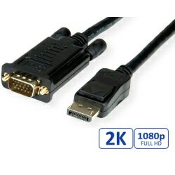 Roline VALUE DisplayPort kabel, DP-VGA M/M, 2.0m, crni