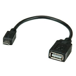 Roline VALUE USB2.0 kabel TIP A(F) na Micro B(M), 0.15m, crni