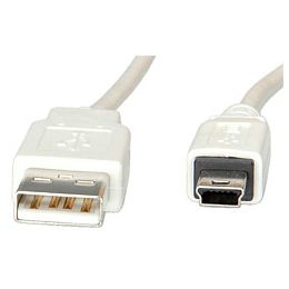 Roline VALUE USB2.0 kabel TIP A(M) na Mini 5-pin (M), 1.8m, bijeli