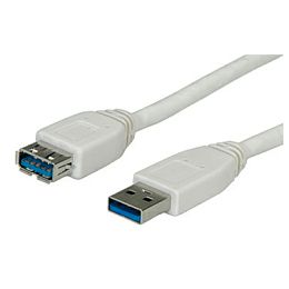 Roline VALUE USB3.0 kabel TIP A-A M/F, 0.8m, bijeli (produžni)