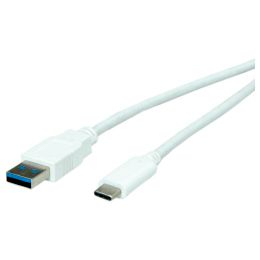 Roline VALUE USB3.0 kabel, A-C, M/M, 0.5m, bijeli