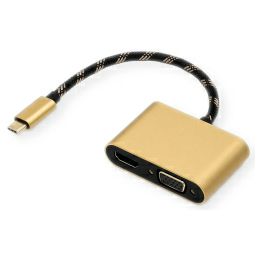 Roline GOLD adapter USB-C - VGA/HDMI, M/F, 0.1m