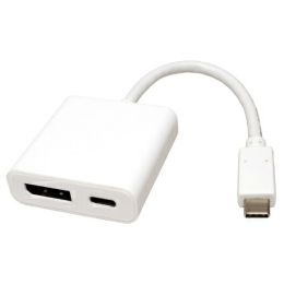 Roline adapter USB-C - DisplayPort v1.2 + 1× USB-C PD, M/F, 0.1m