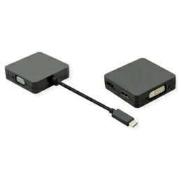 Roline VALUE adapter USB-C - VGA/DVI/HDMI/DP, M/F, 0.1m