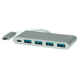 Roline Hub 4-porta USB3.0 + USB-C (PD), USB-C kabel, 0.1m