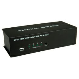 Roline VALUE KVM preklopnik (1 korisnik/4 PC), HDMI 4K/USB/Audio/USB Hub, daljinski upravljač