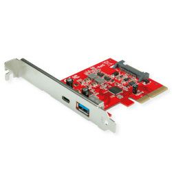 Roline PCIe ×4 adapter, USB3.2 Gen2, 1×USB-A + 1×USB-C