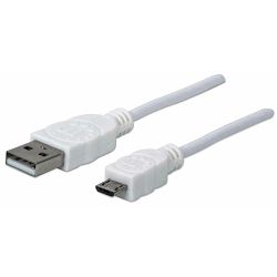 Kabel MANHATTAN, USB 2.0, USB-A (M) na micro USB-B (M), 1.0m, bijeli 323987