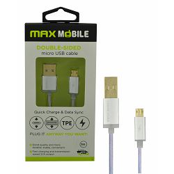 Kabel MAXMOBILE micro USB DOUBLE SIDED, 1m, srebrni 3858891305127