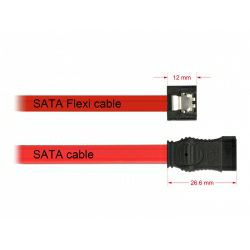 Kabel DELOCK, SATA Flexi 6GB/s, 50cm, crveni-metalni 83835