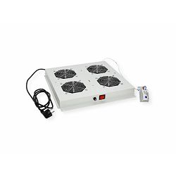 Roline 19" krovni ventilacijski modul s 4 ventilatora i termostatom, sivi