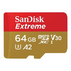SANDISK Extreme microSDXC 64GB + SD Adp SDSQXAH-064G-GN6MA