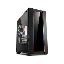 Sharkoon ELITE SHARK CA200G Tower E-ATX kućište, bez napajanja, prozirna bočna stranica, RGB ventilator stražnji 1×120, crno