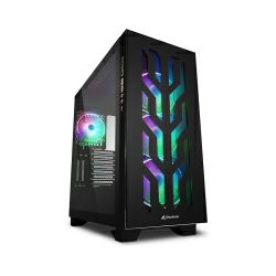 Sharkoon ELITE SHARK CA300T Tower E-ATX kućište bez napajanja, prozirne bočne stranice, prednji/stražnji RGB ventilatori 4×120mm, crno