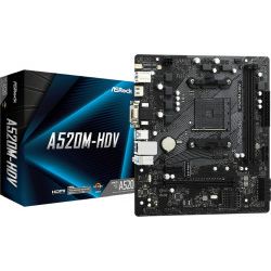 Asrock MB A520M-HDV, S. AM4, DDR4/4733+(OC), PCIe 3.0, G-LAN, VGA/DVI-D/HDMI, mATX