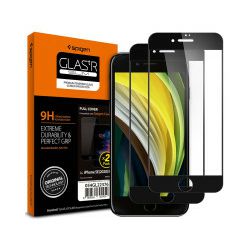 Spigen Glass zaštitno staklo za ekran telefona, 2 kom, crno - iPhone SE (2022/2020)/8/7