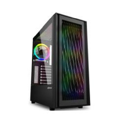 Sharkoon RGB WAVE Midi Tower ATX kućište bez napajanja, prozirna bočna stranica, prednji/stražnji RGB ventilatori 4×120mm, crno