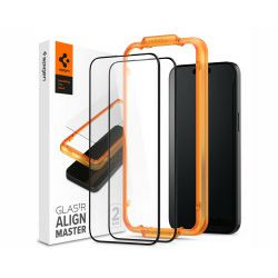 Spigen Glass tR AlignMaster, zaštitno staklo za ekran telefona, 2 kom, FC crni - iPhone 15 (AGL06906)