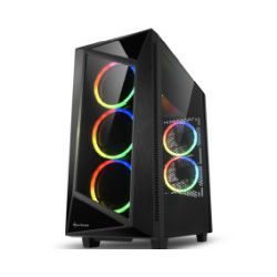 Sharkoon REV200 Midi Tower ATX kućište bez napajanja, prozirna bočna stranica, prednji/stražnji RGB ventilatori 5×120mm, crno