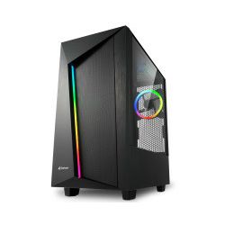 Sharkoon REV100 Midi-Tower ATX kućište bez napajanja, prozirna bočna stranica, prednji/stražnji RGB ventilator 2×120mm, crno 