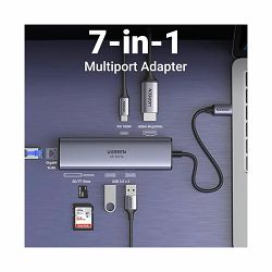 UGREEN 7-portni USB-C HUB na 2xUSB-A 3.2, 2xUSB-C 3.2, 1xUSB-C za napajanje, 2x HDMI 60 Hz, 1xHDMI, sivi