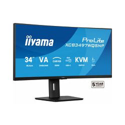IIYAMA 34" XCB3497WQSNP-B1 UWQHD (3440×1440) curved VA, 21:9,350 cd/m2, 3000:1, HDMI x2, DP,  USB-C dock, RJ45, KVM switch, HAS 15cm,