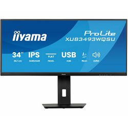 IIYAMA 34" XUB3493WQSU-B6 UWQHD (3440×1440) IPS 21:9, 120Hz, 400cd/m2, 1000:1, 1ms, 2×HDMI/DP, 2×USB-C/2×USB-A, HAS 150mm, zvučnici, crni