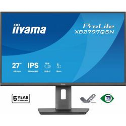 IIYAMA 27" XB2797QSN-B1 QHD (2560×1440) IPS Pivot, 75Hz, 1ms, 350cd/m2, 1000:1, HDMI/DP, USB-C Dock (PD 65W, DP out), 2×USB-A/2×USB-C, RJ45, zvučnici