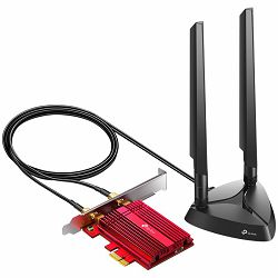 TP-LINK AXE5400 Wi-Fi 6E Bluetooth 5.3 PCIe Adapter, up to 2402 Mbps (6 GHz) + 2402 Mbps (5 GHz) + 574 Mbps (2.4 GHz), IEEE 802.11a/b/g/n/ac/ax, 2× High-Gain Tri-Band Antennas