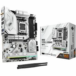 ASROCK MB Desktop B850 STEEL LEGEND WIFI, AM5, 4x DDR5, 1x PCIe 5.0 x16, 1x Blazing M.2(PCIe Gen5x4), 3x Hyper M.2, 4x SATA3, RAID 0, 1, 10, 7.1 CH HD Audio, 1x HDMI, 9x USB 3.2, 8x USB 2.0, 3x USB-C,