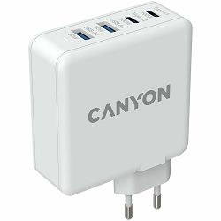 CANYON H-100, GAN 100W charger  Input:  100V-240V Output: USB-C1/C2: 5V 3A , 9V 3A , 12V 3A , 15V 3A , 20V 5A  USB-A 1/A2: 4.5V/5A, 5V/4.5A, 9V/3A, 12V/2.5A,  20V/1.5A  C1+C2 : 65W + 30W; C1+A1 : 65W 