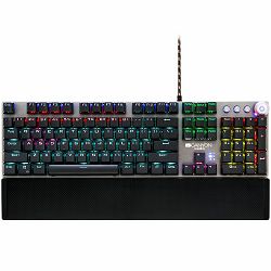 CANYON Nightfall GK-7, Wired Gaming Keyboard,Black 104 mechanical switches,60 million times key life, 22 types of lights,Removable magnetic wrist rest,4 Multifunctional control knob,Trigger actuation 