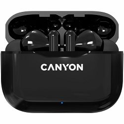 CANYON TWS-3 Bluetooth headset, with microphone, BT V5.0, Bluetrum AB5376A2, battery EarBud 40mAh*2+Charging Case 300mAh, cable length 0.3m, 62*22*46mm, 0.046kg, Black